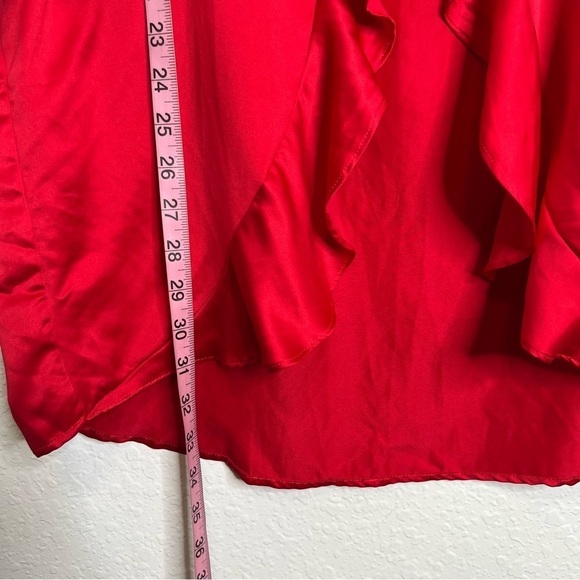 Victoria Secret Robe Cover Up Kimono Satin Red Love Ruffled Front Tie B13 - Picture 6 of 8